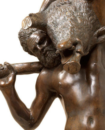 Hercules with Wild Boar by Giambologna. Bronze sculpture for sale, Pietro Bazzanti Art Gallery, Florence, Italy