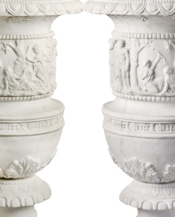 decorated hand carved vase. Marble sculpture for sale, Pietro Bazzanti Art Gallery, Florence, Italy