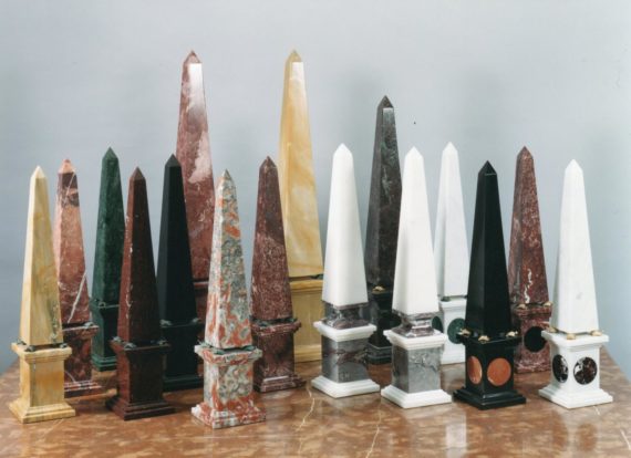 marble obelisks. Marble sculptures for sale, Pietro Bazzanti Art Gallery, Florence, Italy