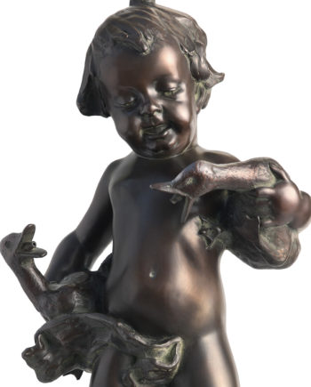 Boy with ducks, original work of art by donatello gabbrielli. Bronze sculpture for sale, Pietro Bazzanti Art Gallery, Florence, Italy
