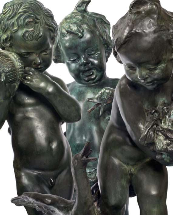 Puttos for fountain top. Bronze sculptures for sale, Pietro Bazzanti Art Gallery, Florence, Italy