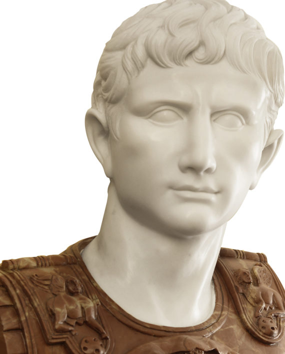 Caesar Augustus bust. Marble sculpture for sale, Pietro Bazzanti Art Gallery, Florence, Italy