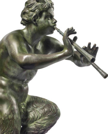 Pan with flutes of Pompeii. Bronze sculpture for sale, Pietro Bazzanti Art Gallery, Florence, Italy