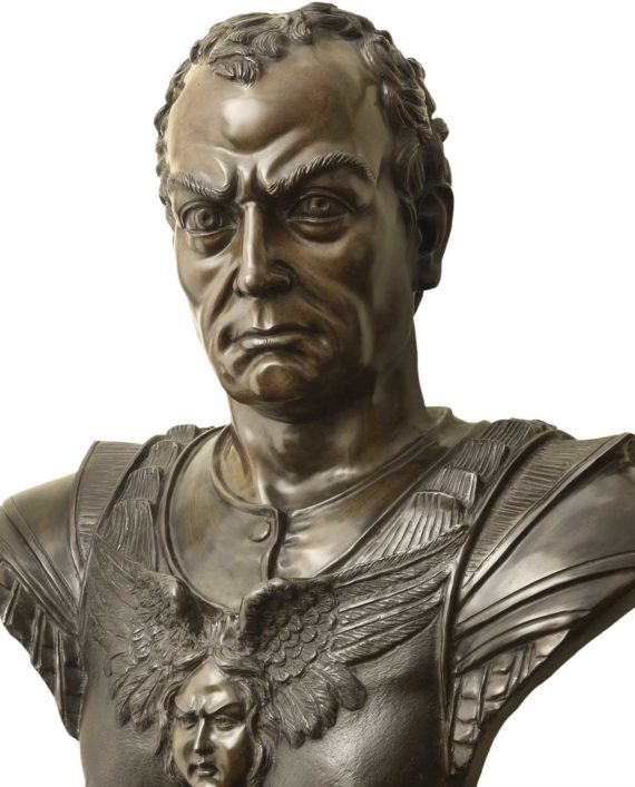 scultura in bronzo, busto di gattamelata di Donatello, fusione a cera persa eseguita dalla fonderia artistica ferdinando marinelli, in vendita presso la Galleria Bazzanti di Firenze