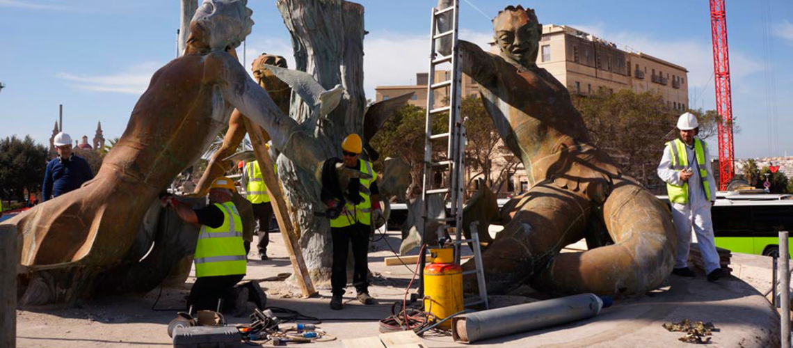 fonderia marinelli galleria bazzanti fontana tritoni malta bronzo restauro smontaggio troncone