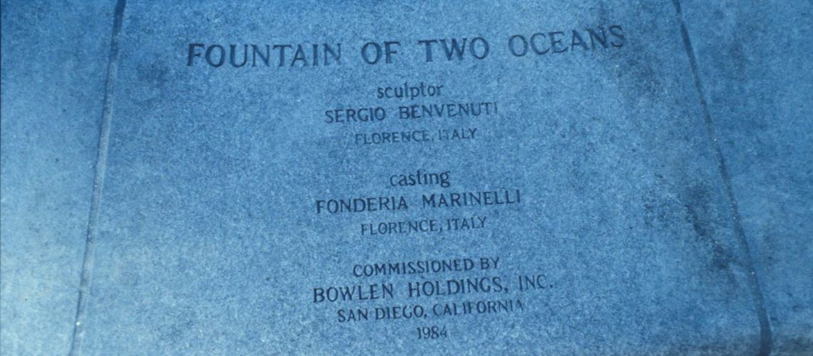 galleria bazzanti fonderia marinelli firenze sergio banvenuti fontana due oceani bronzo san diego usa targa