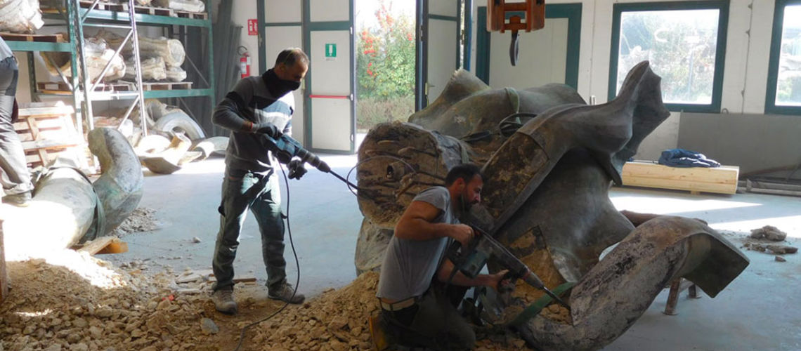 galleria bazzanti fonderia marinelli firenze restauro fontana tritoni in bronzo malta cemento