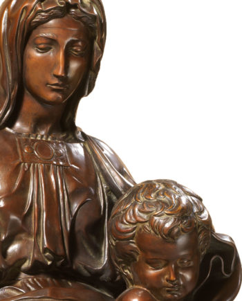 replica in bronzo scultura madonna di bruges di michelangelo realizzata dalla fonderia marinelli in vendita presso la galleria bazzanti di firenze