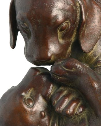 cuccioli che giocano scultura in bronzo replica a tiratura postuma di sirio tofanari fusa dalla fonderia artistica ferdinando marinelli e in vendita presso la galleria bazzanti di firenze