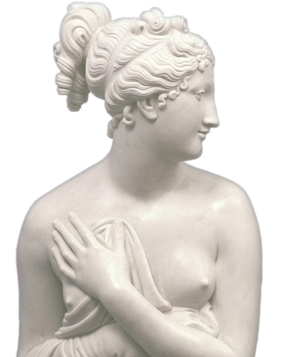 scultura in marmo bianco di carrara scolpito a mano raffigurante la venere italica del canova realizzata e in vendita presso la galleria bazzanti di firenze