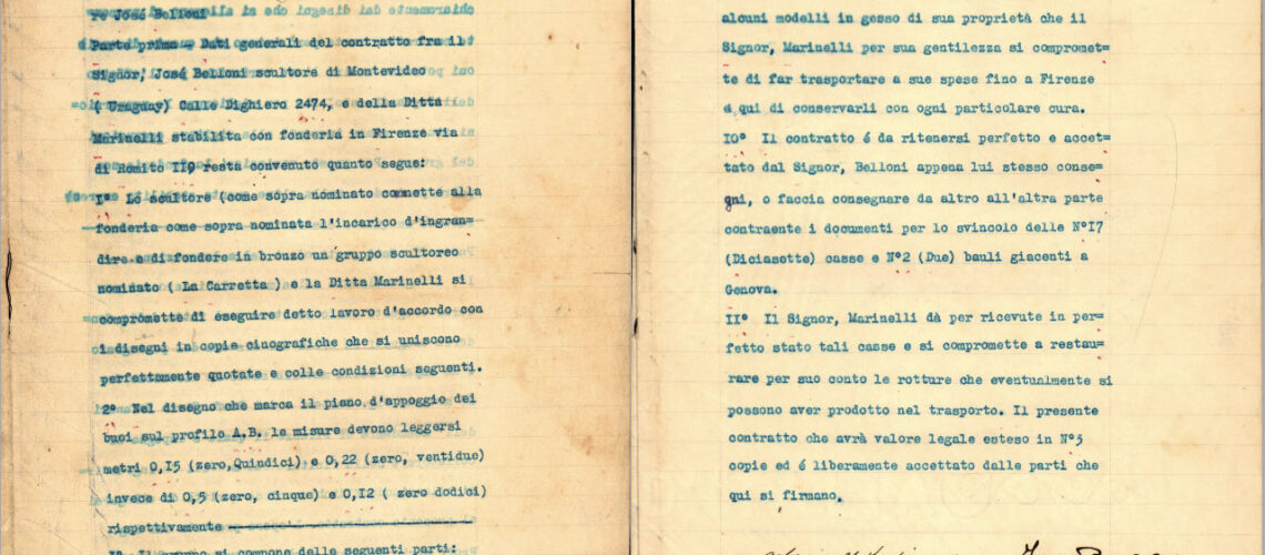 galleria pietro bazzanti firenze fonderia artistica ferdinando marinelli monumento di jose belloni carreta documenti ingrandimento per montevideo uruguay sculture in vendita