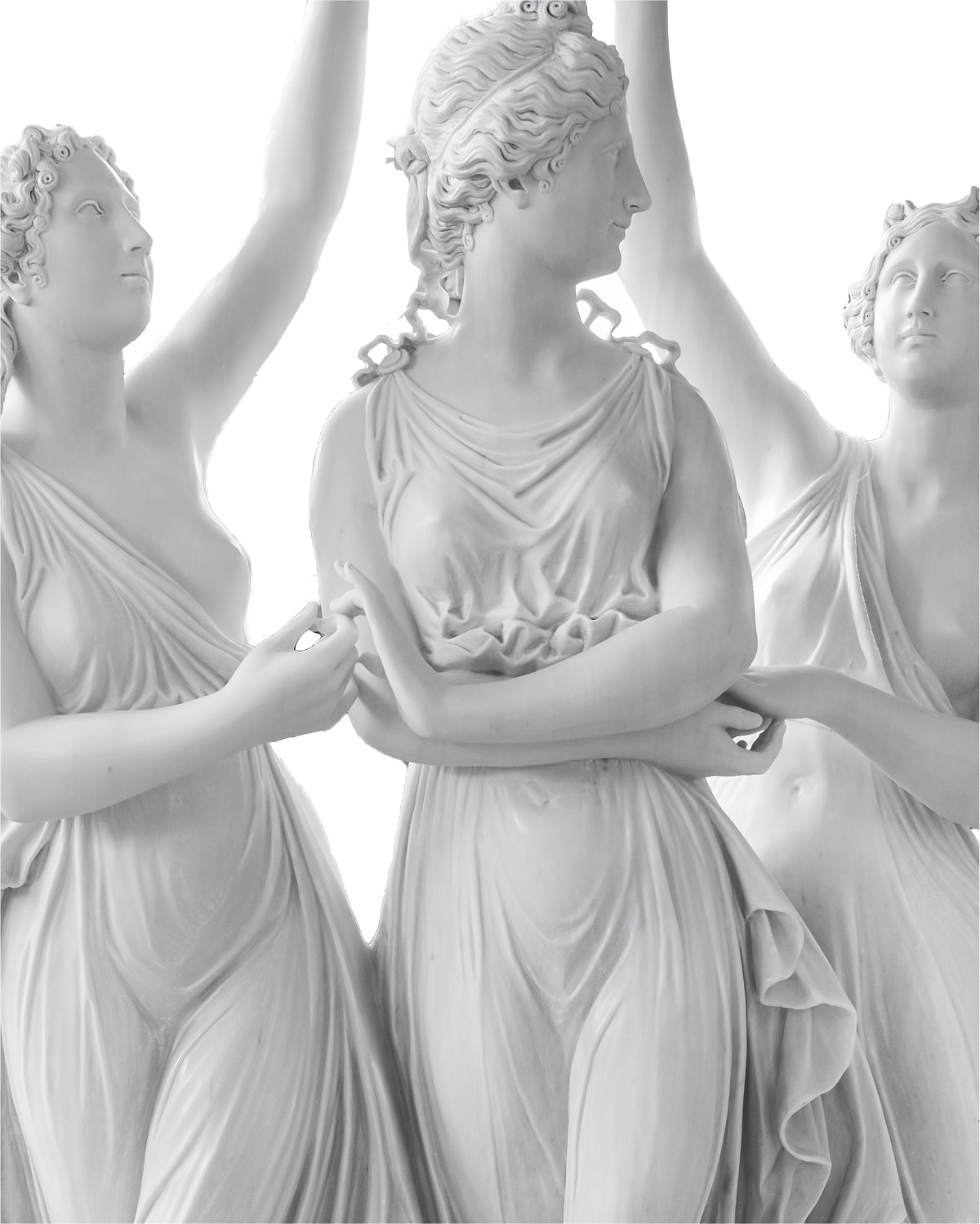 tre grazie che si incoronano canova marmo bianco di carrara scolpito a mano in vendita presso la Galleria Bazzanti di Firenze