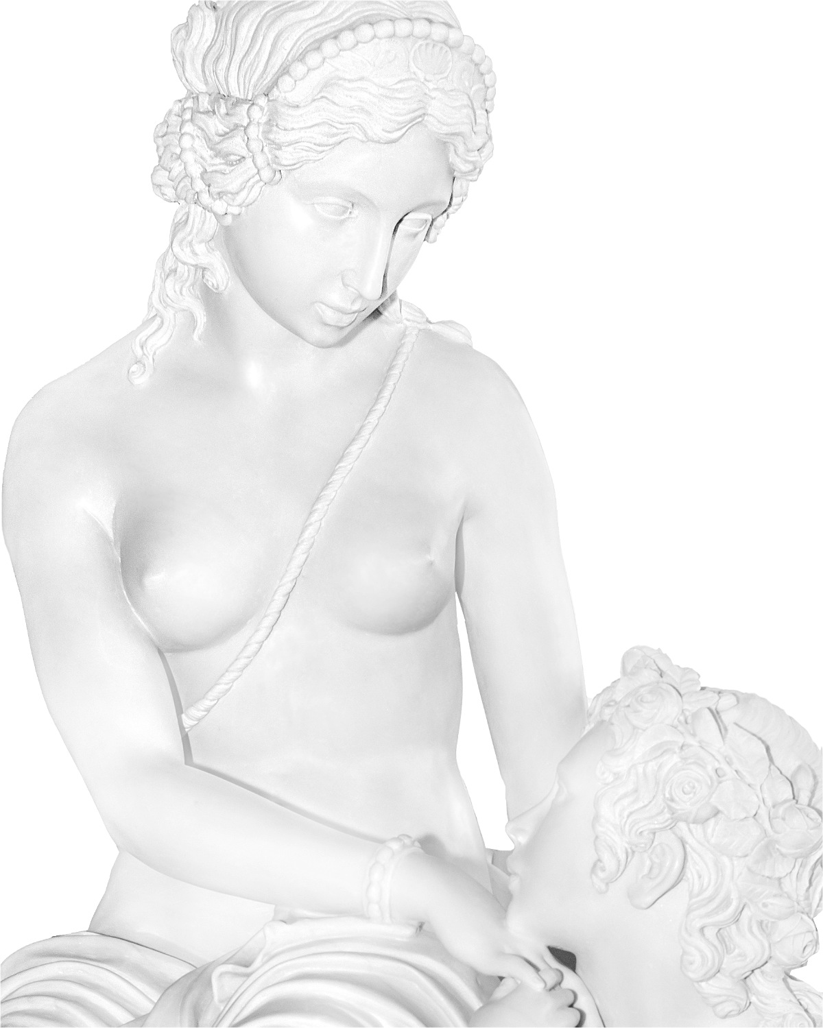 scultura in marmo cupido catturato da venere