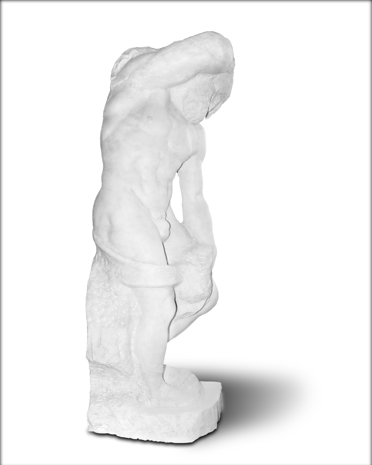scultura in marmo scolpito a mano schiavo barbuto di michelangelo realizzato dalla galleria Bazzanti di Firenze