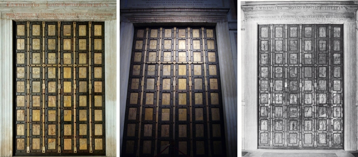 galleria pietro bazzanti fonderia artistica ferdinando marinelli firenze vendita sculture in marmo e bronzo porte bronzee porta bronzea della chiesa san paolo fuori le mura di roma.