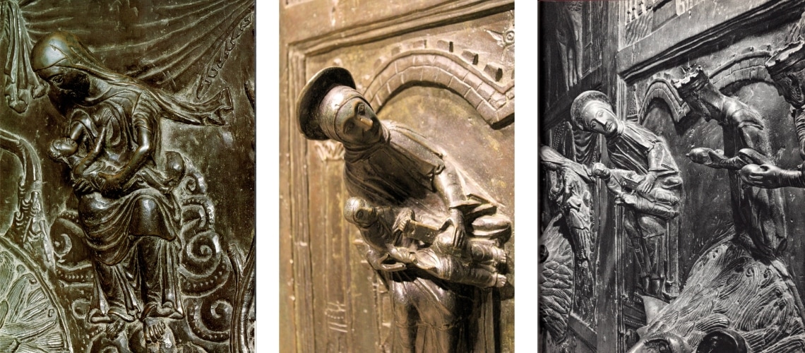 galleria pietro bazzanti fonderia artistica ferdinando marinelli firenze vendita sculture in marmo e bronzo porta bronzo hildeseim dettaglio