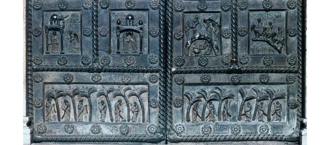 galleria pietro bazzanti fonderia artistica ferdinando marinelli firenze vendita sculture in marmo e bronzo porta bronzo san ranieri dettaglio