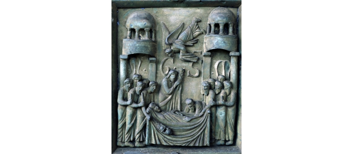 galleria pietro bazzanti fonderia artistica ferdinando marinelli firenze vendita sculture in marmo e bronzo porta bronzo san ranieri dettaglio pannello